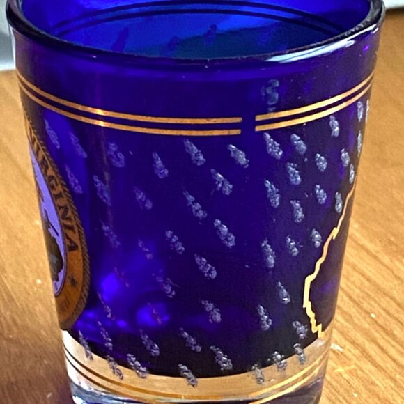 Cobalt Blue State of West Virginia Montani Semper Liberi Whiskey Shot Glass - Picture 6 of 12